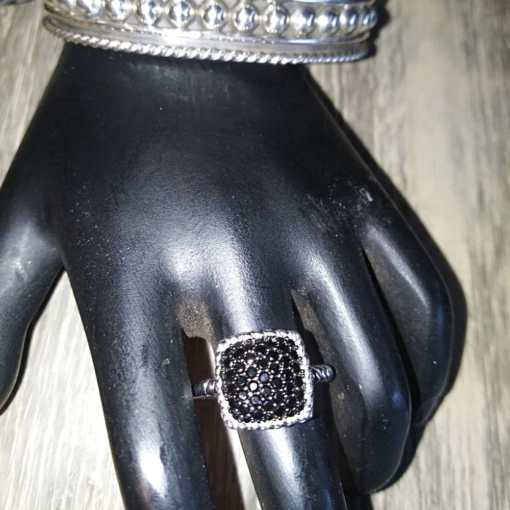 Black spinel Sterling Silver ring